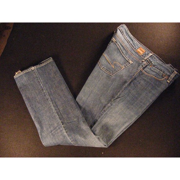 AMERICAN EAGLE 77 Womens Jeans TAG 8 Short Straight Blue LOW RISE - Picture 5 of 10